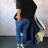 Pull décontracté de couleur unie à col en V