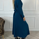 Robe sexy unie avec manches longues