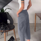 Pantalon décontracté asymétrique de couleur unie simple