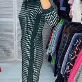 Robe à revers avec poche et carreaux