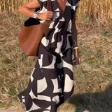 Robe avec imprimé et col en V