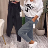 Pantalon décontracté de couleur unie avec poche