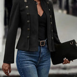 Veste élégante à double boutonnage de couleur unie