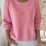 Pull Uni Col Rond Épaule Tombante