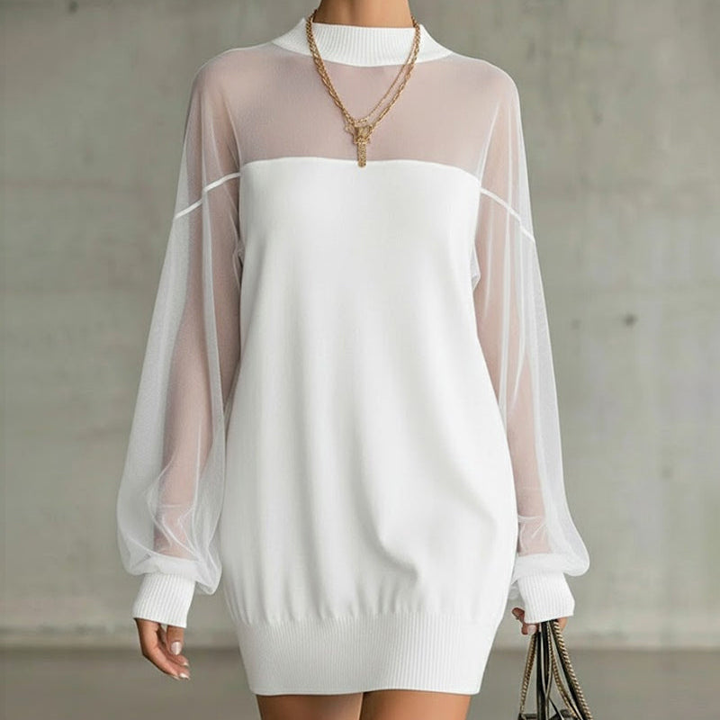 Robe Manche Lanterne Unie Patchwork