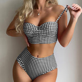 Bikini à carreaux avec des sangles minces