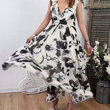 Robe fluide sans manches à imprimé fleuri