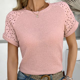 T-Shirt Col Rond Manches Courtes Évidé