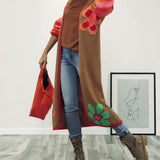 Cardigan long décontracté à motifs floraux