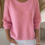 Pull Uni Col Rond Épaule Tombante