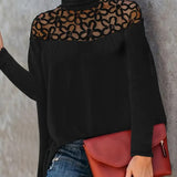 Haut Col Roulé Dentelle Sheer Tricot