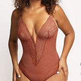 Bodysuit Décolleté Profond En V Et Dentelle Gainante