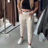 Pantalon Taille Haute Décontracté Jambe Droite