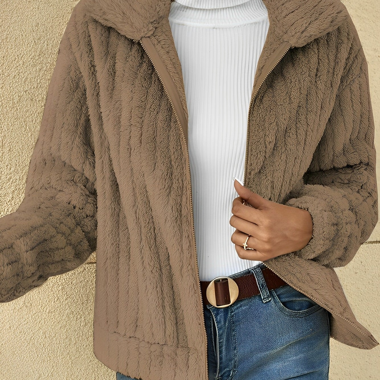 Elif | Manteau en peluche au style décontracté et confortable pour femme