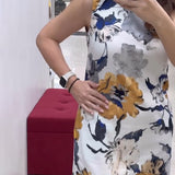 Robe élégante sans manches à imprimé floral
