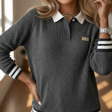 Pull Col Chemise Contrasté