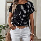 T-shirt Col Rond Imprimé Pois