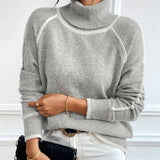 Pull Col Montant Tendance Couleur Contrastée
