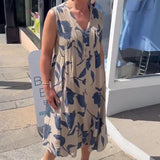 Robe Décolleté En V Sans Manches Imprimée