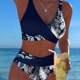Bikini Contraste Couleur Mode Fleuri