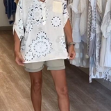 Blouse Polyvalente Col En V Imprimée Manches Mi-Longues