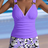 Maillot de Bain Rayé Imprimé Jupe