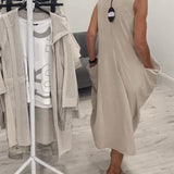 Robe patchwork de poche sans manches à la mode