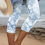 Pantalon Stretch Casual Imprimé Court