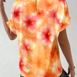 T-shirt Col Rond Tie-Dye Grande Fleur