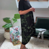 Robe patchwork décontractée à imprimé floral et col rond