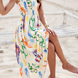 Robe sans manches à imprimé animal coloré