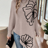 Pull Floral Large à Manches Gigot