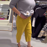 Pantalon Décontracté Fuselé Coton Et Lin Court