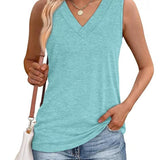 Débardeur T-Shirt Femme Sans Manches Col V Amincissant Coupe Décontractée