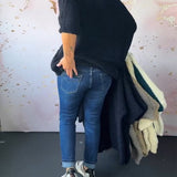 Pull décontracté de couleur unie à col en V