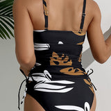 Tankini Imprimé Rétro Sexy Lacets