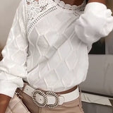 Pull Garniture Dentelle Mode Patchwork