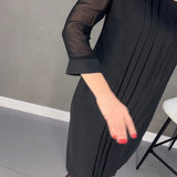 Robe plissée en maille patchwork de couleur unie