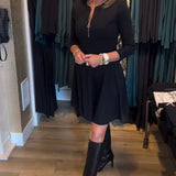 Robe élégante à fermeture éclair de couleur unie