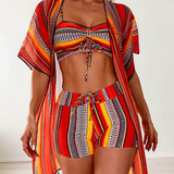 maillot de bain trois pièces bikini imprimé vacances