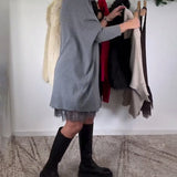 Robe Costume en Dentelle Maille avec Bretelles Col Haut Manches Chauve-Souris