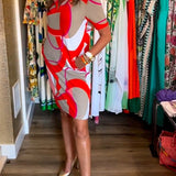 Robe imprimée droite à col en V