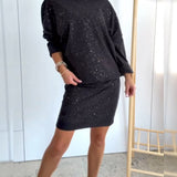 Robe Col Rond Paillettes Fines À La Mode