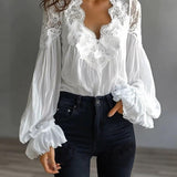 Chemisier Dentelle Patchwork Col V