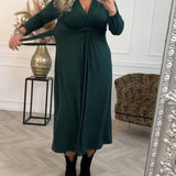 Robe sexy unie avec manches longues