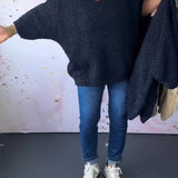 Pull décontracté de couleur unie à col en V