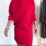 Robe Col Rond Paillettes Fines À La Mode