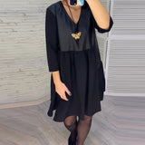 Robe patchwork à col en V