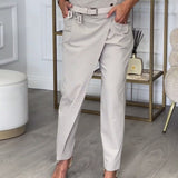 Pantalon patchwork irrégulier à poches de couleur unie à la mode