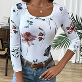 T-Shirt Avec Dessins Floraux Et Design Polyvalent